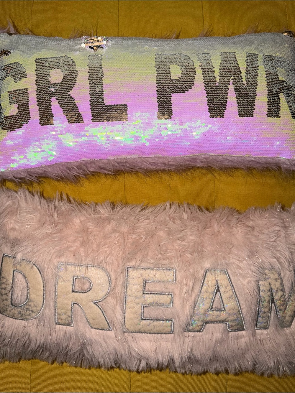 Justice Pink Sequin & Blush Faux Fur Pillow Set